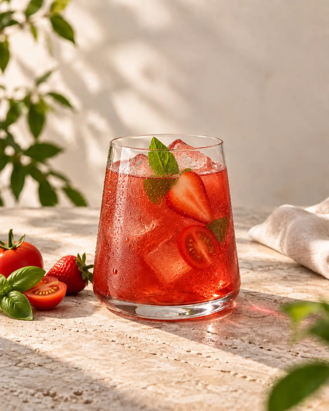 Beso Rojo — strawberry, tomato and basil refreshment