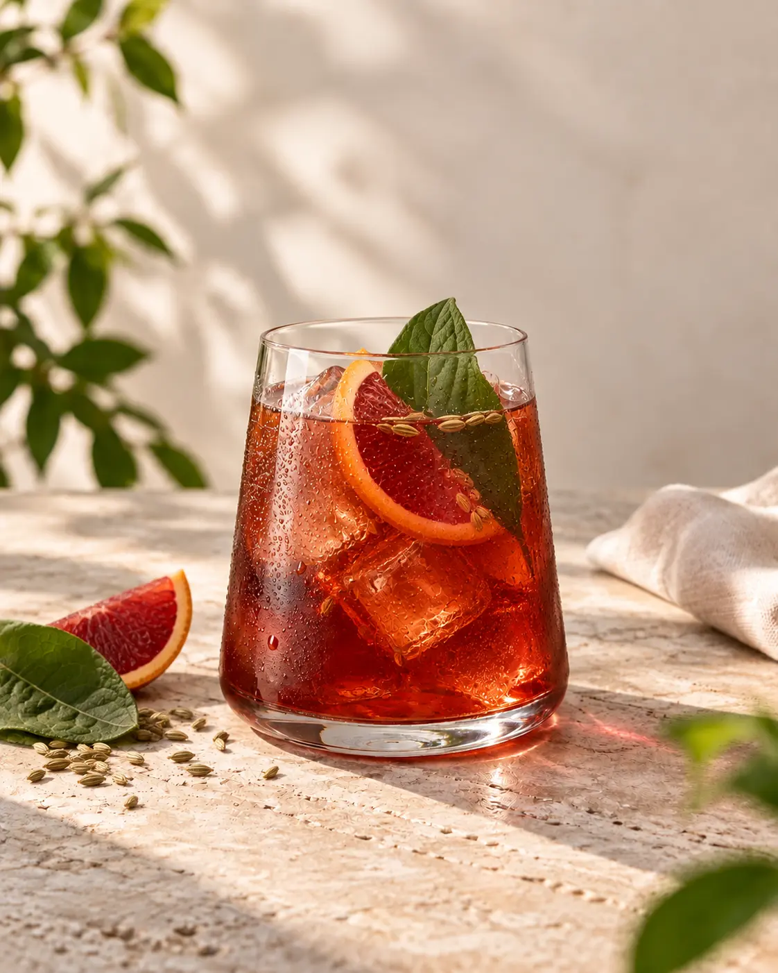 Anís Sangre — blood orange refreshment with hoja santa and toasted fennel