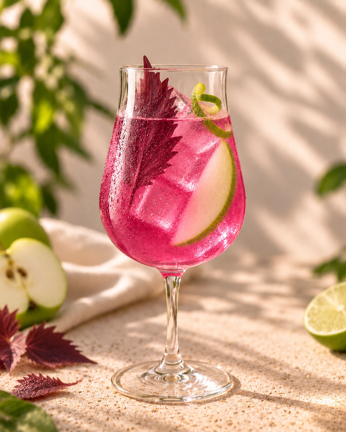 El Manzano Rosa — red shiso refreshment with green apple and lime