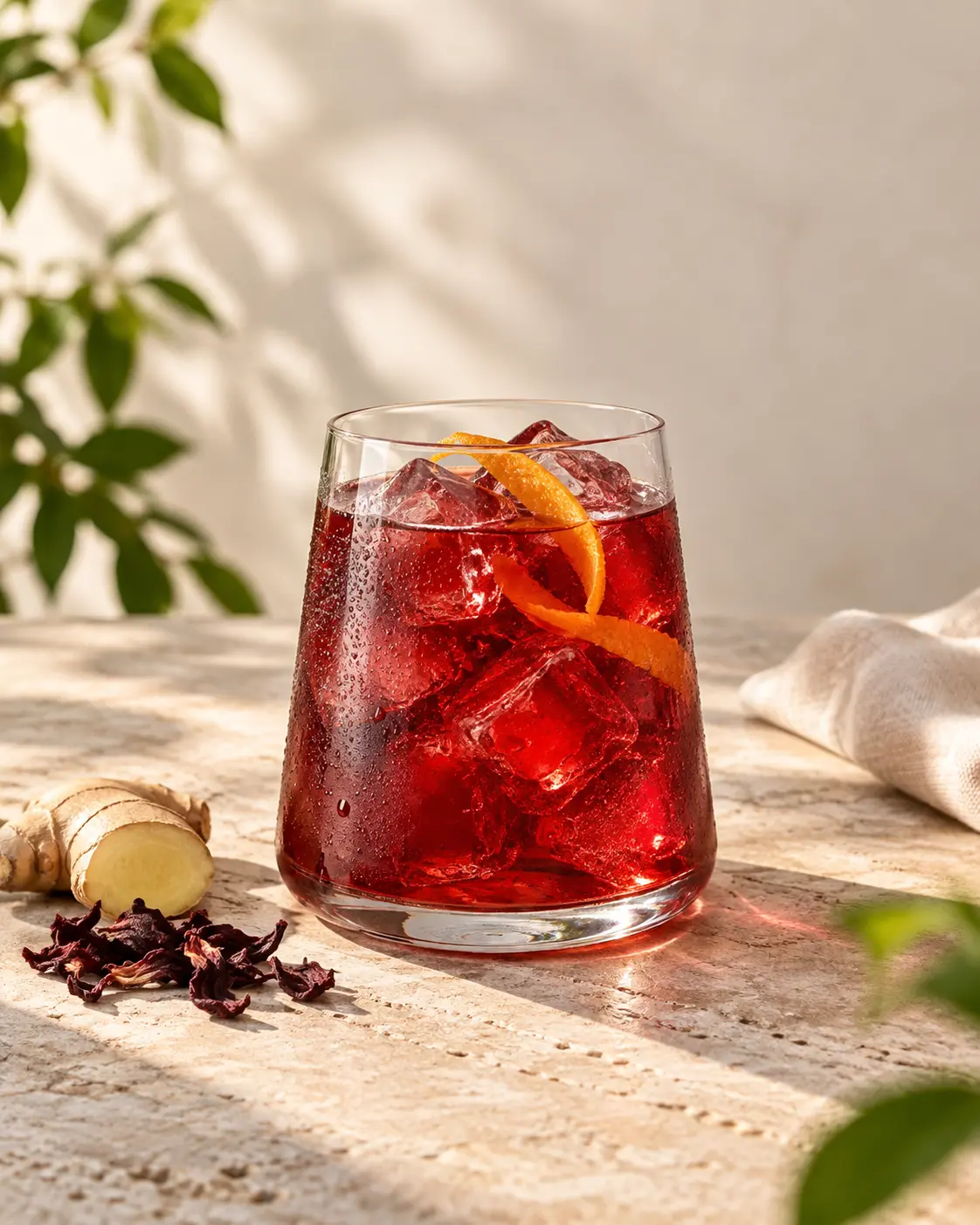 Jamaica — deep ruby hibiscus refreshment with ginger and orange zest