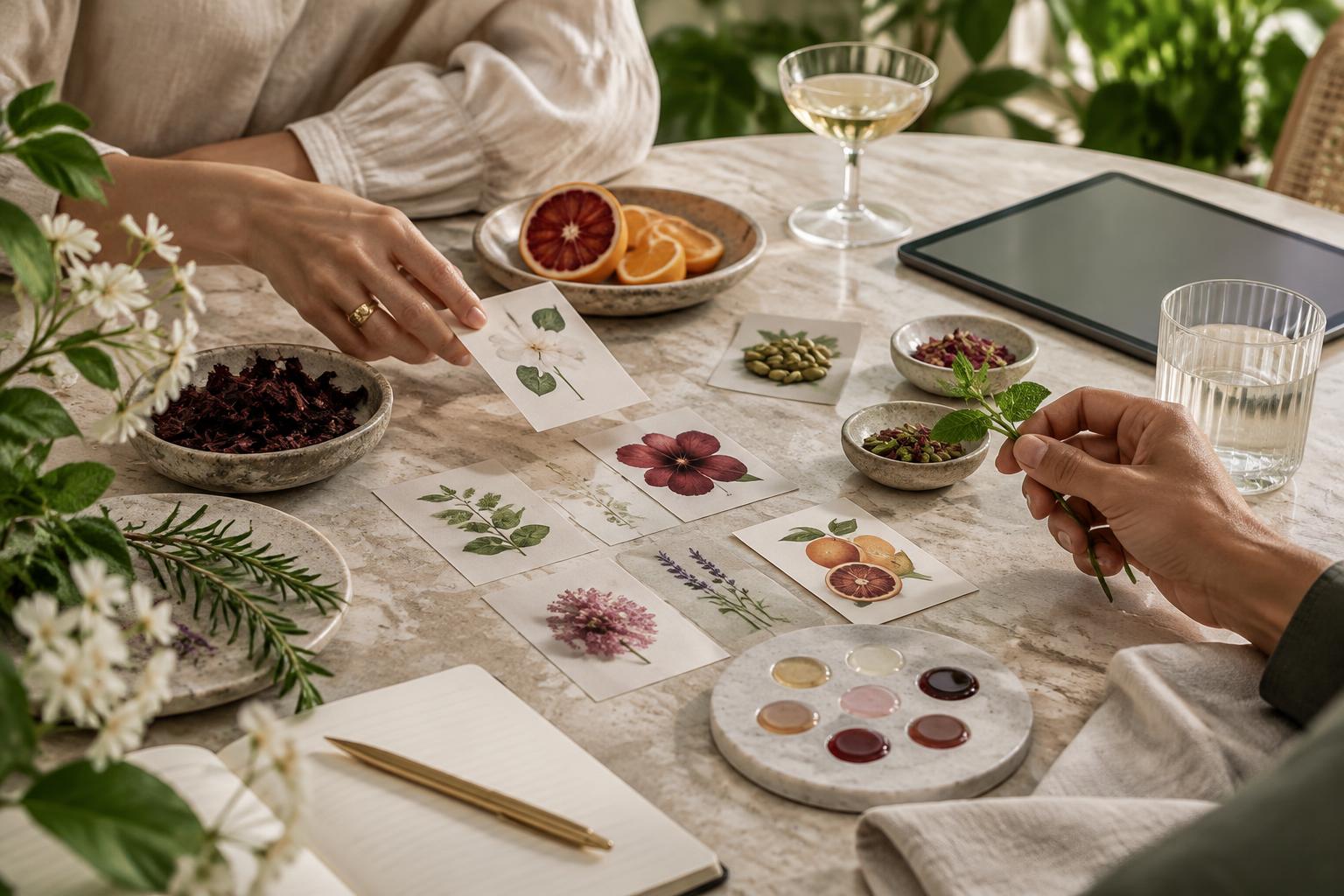 A guided botanical flavour consultation at a tasting table